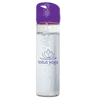 WB8293-500 ML. (17 FL. OZ.) SINGLE WALL GLASS WATER BOTTLE-Clear Glass (bottle) Purple (lid)